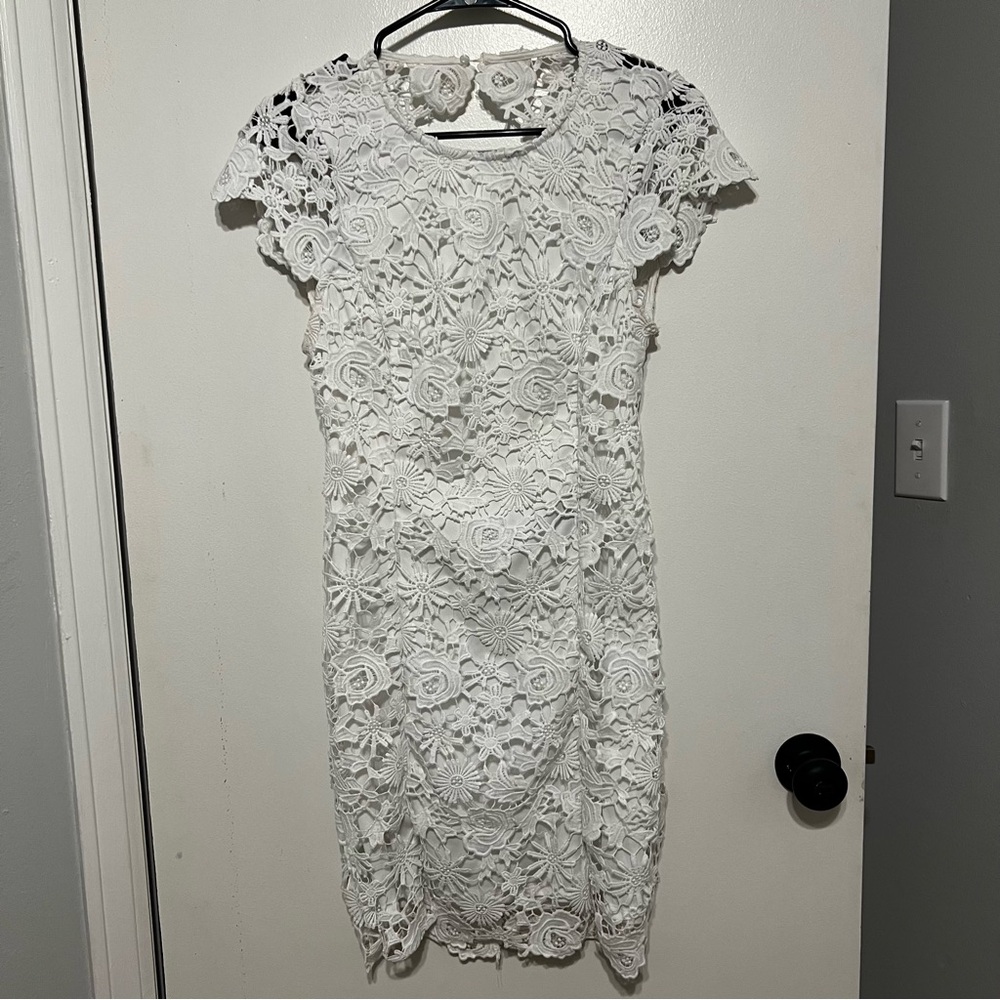 Lulu's Romance Language White Backless Lace Dress